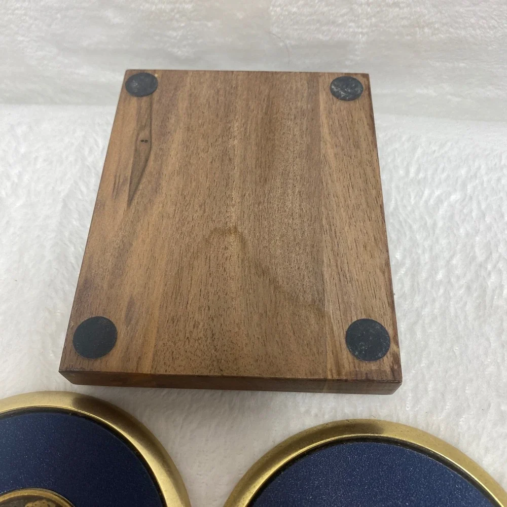 Vintage Duck Coasters Brass Wood Coaster Set of 4 Wooden Holder Man Cave‎ Bar